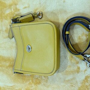 Coach Yellow Leather Crossbody Bag with Silver Hardware